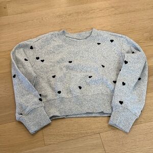 Chaser Cropped Gray Sweatshirt with Black Hearts - never worn
